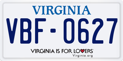 VA license plate VBF0627