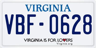 VA license plate VBF0628