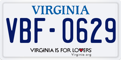 VA license plate VBF0629