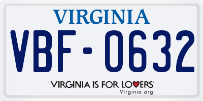 VA license plate VBF0632