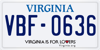 VA license plate VBF0636
