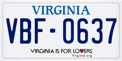 VA license plate VBF0637