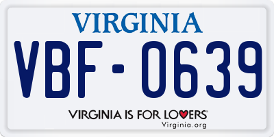 VA license plate VBF0639