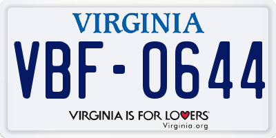 VA license plate VBF0644