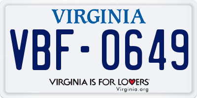 VA license plate VBF0649