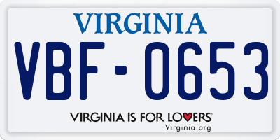 VA license plate VBF0653