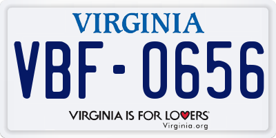VA license plate VBF0656