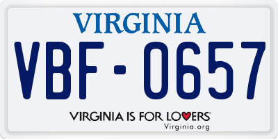 VA license plate VBF0657