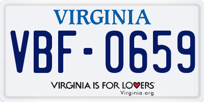 VA license plate VBF0659