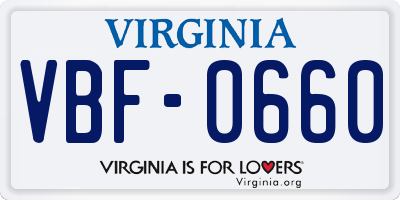 VA license plate VBF0660