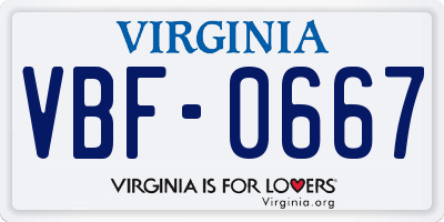VA license plate VBF0667