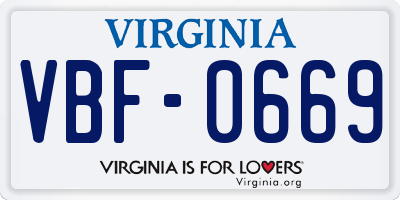 VA license plate VBF0669
