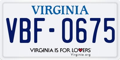 VA license plate VBF0675