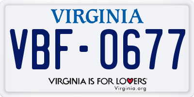 VA license plate VBF0677