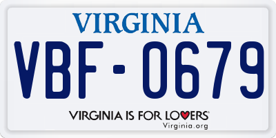 VA license plate VBF0679