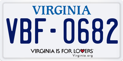 VA license plate VBF0682
