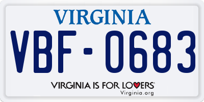 VA license plate VBF0683