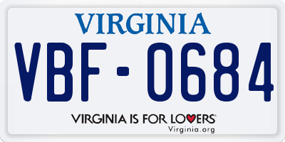 VA license plate VBF0684