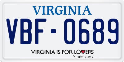 VA license plate VBF0689