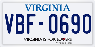 VA license plate VBF0690