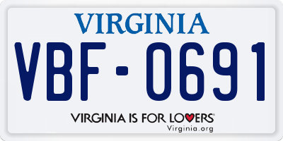VA license plate VBF0691