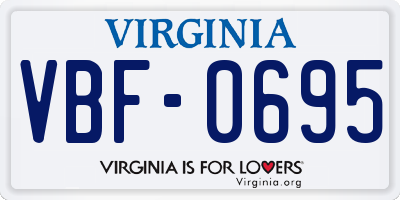 VA license plate VBF0695