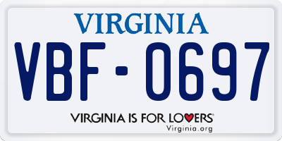 VA license plate VBF0697