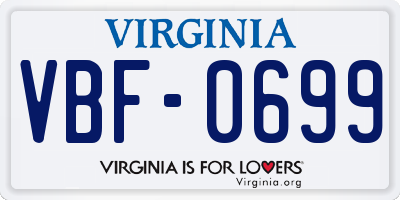 VA license plate VBF0699