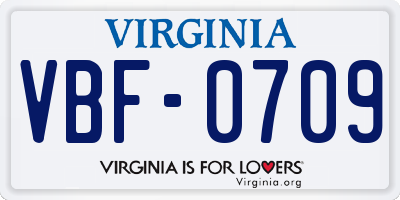 VA license plate VBF0709
