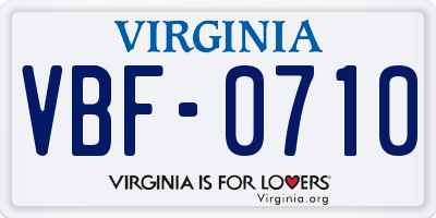 VA license plate VBF0710