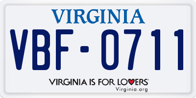 VA license plate VBF0711