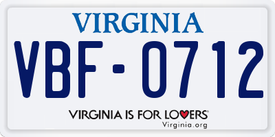 VA license plate VBF0712