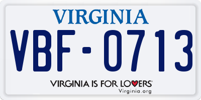 VA license plate VBF0713