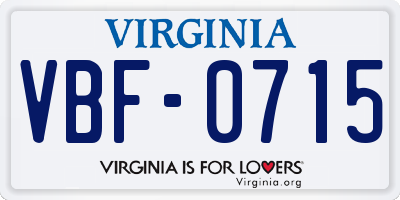 VA license plate VBF0715