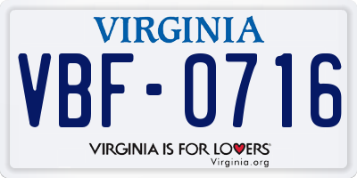 VA license plate VBF0716