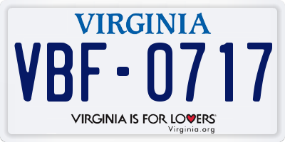 VA license plate VBF0717