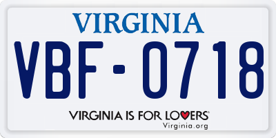 VA license plate VBF0718