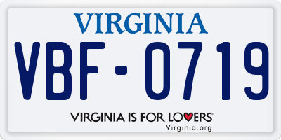 VA license plate VBF0719