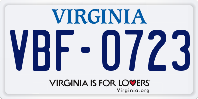 VA license plate VBF0723
