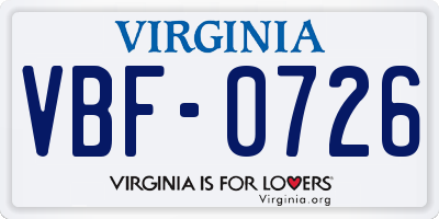 VA license plate VBF0726