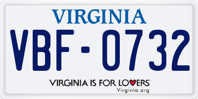 VA license plate VBF0732