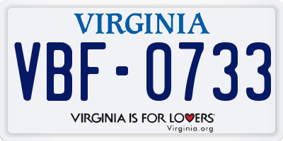 VA license plate VBF0733