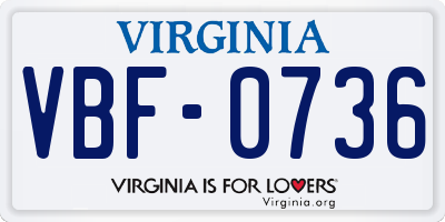 VA license plate VBF0736