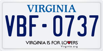 VA license plate VBF0737