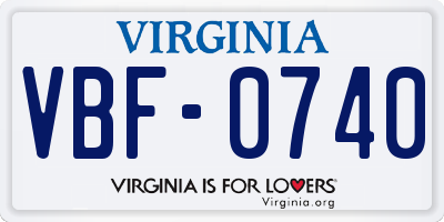 VA license plate VBF0740