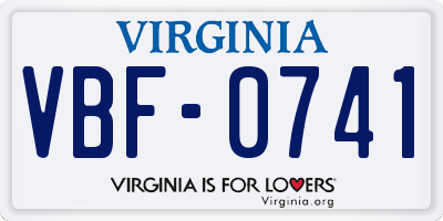 VA license plate VBF0741