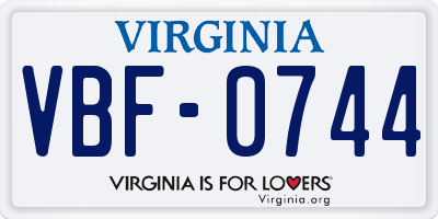 VA license plate VBF0744