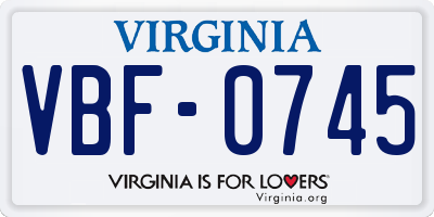 VA license plate VBF0745