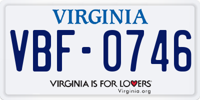 VA license plate VBF0746
