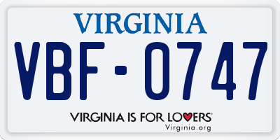 VA license plate VBF0747